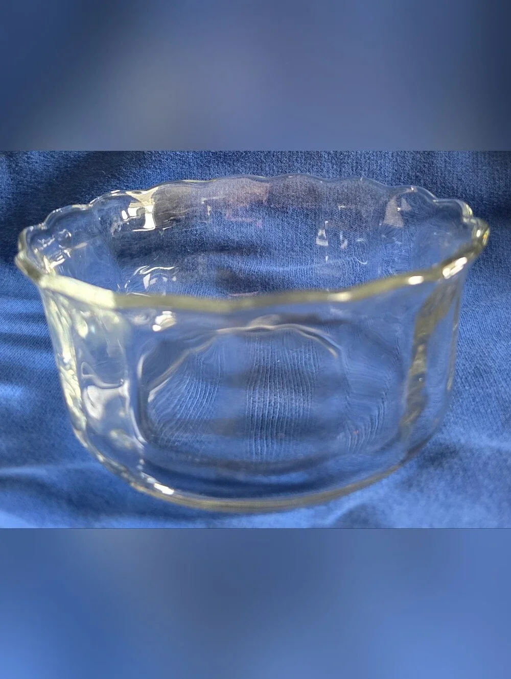 VTG Anchor Hocking Clear Glass Scalloped Bowls 10oz Custard Cups 4.75
